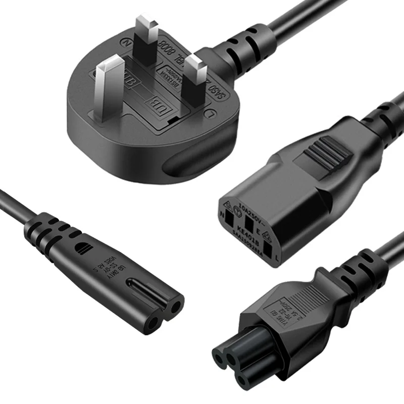 2pcs UKCA Approved British Power Cord 0.75-2.5mm² 3 Core  Plug | PVC Copper Wire 3-25FT | 230V for Home & Office Use