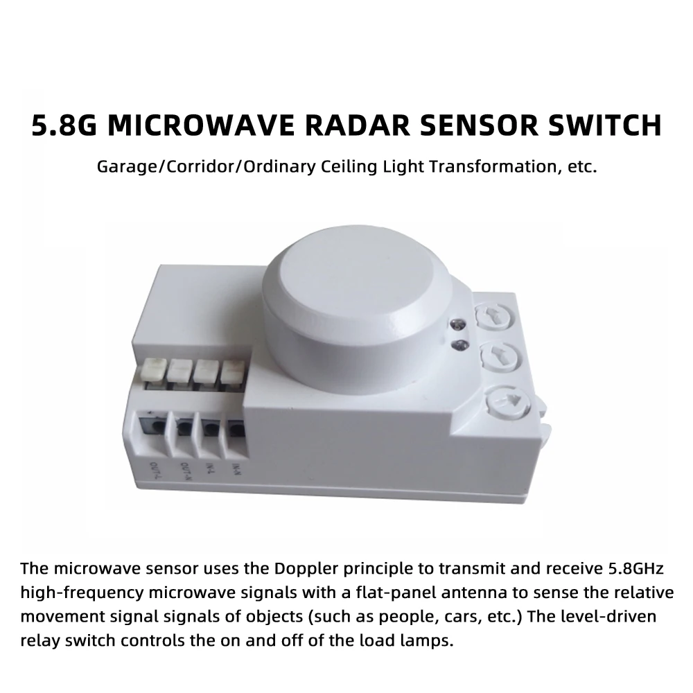 Diymore 5.8G Microwave Radar Sensor Switch AC85-250V Intelligent Energy Saving Control Microwave Radar Sensor Motion Detector