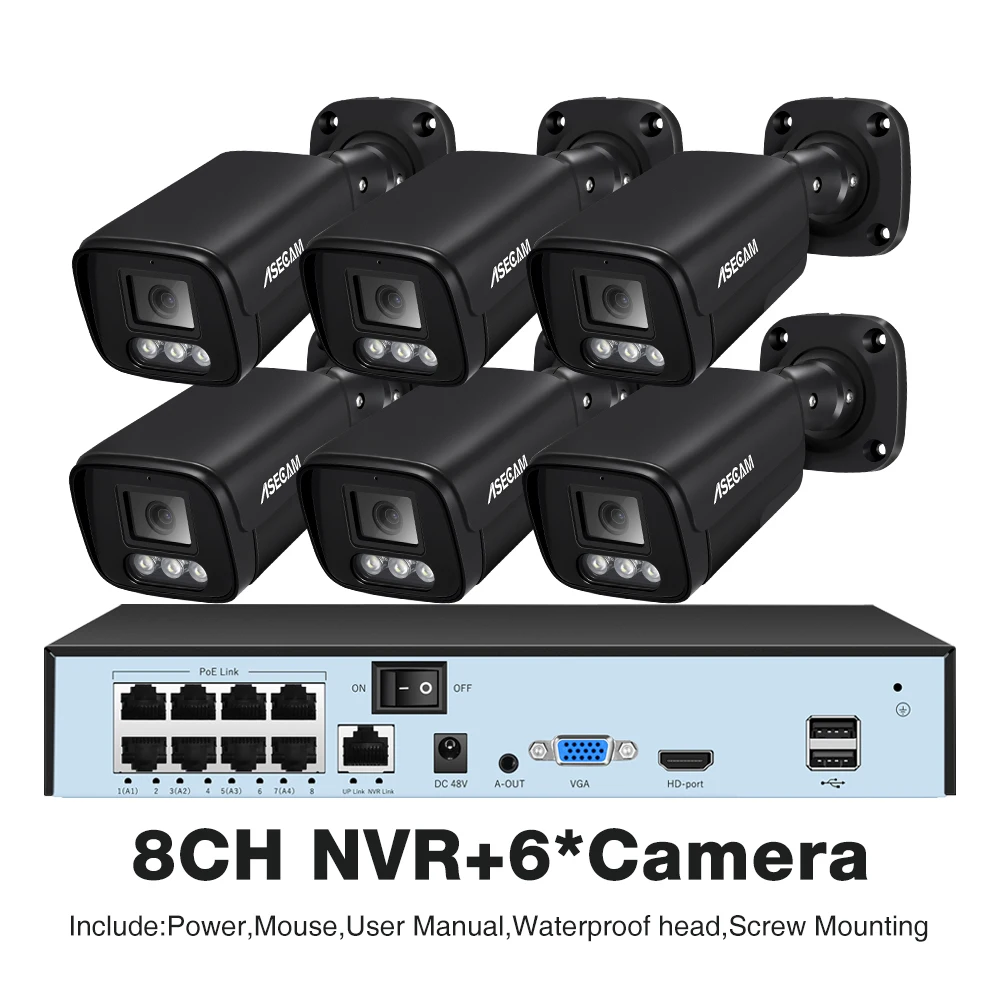 4K Security Camera System kit 8MP POE IP NVR Audio Record Color