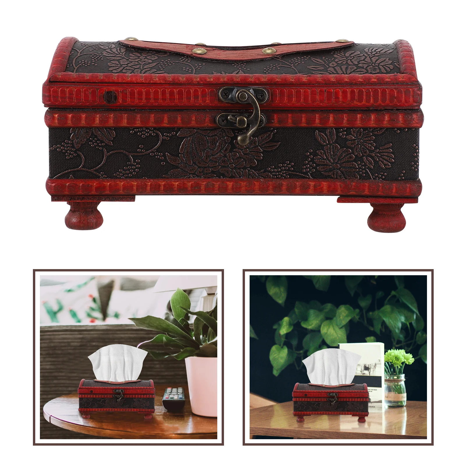

Decorative Tissue Box Long Term Service Time Vintage Style Desktop Ornament Home Office Car Hotel Use Tissue Box