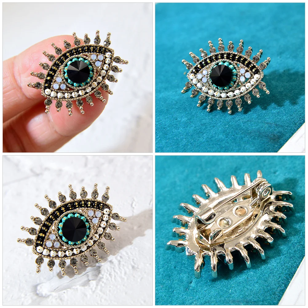 Demon Eye Brooch Evil Pin For Clothes Retro Decor Simple Rhinestone Metal Women Miss