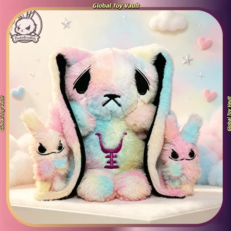 Plushie Dreadfuls Plush Bunny Rainbow Gradient Soft Stuffed Toy Anxiety Relief Stress Relief   Girls Plush Toy Enthusiasts Gift