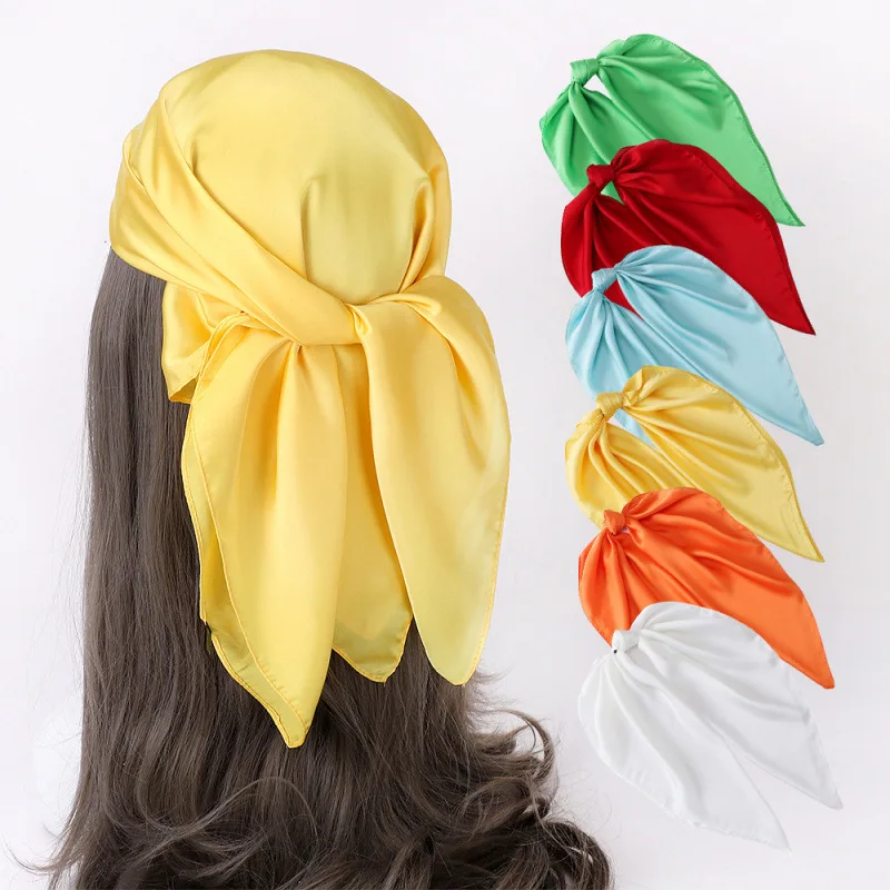 Damen-Schal mit Print, Hijab, Kopftuch, Bandana, Seidenschal, quadratischer Luxus-Schal für Frauen, Kopfbedeckung