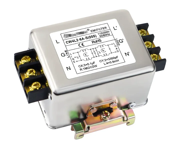 EMI power filter CW4L2-6A-S (005) rail double section 6A rail type 6A DC220V purification anti-interference