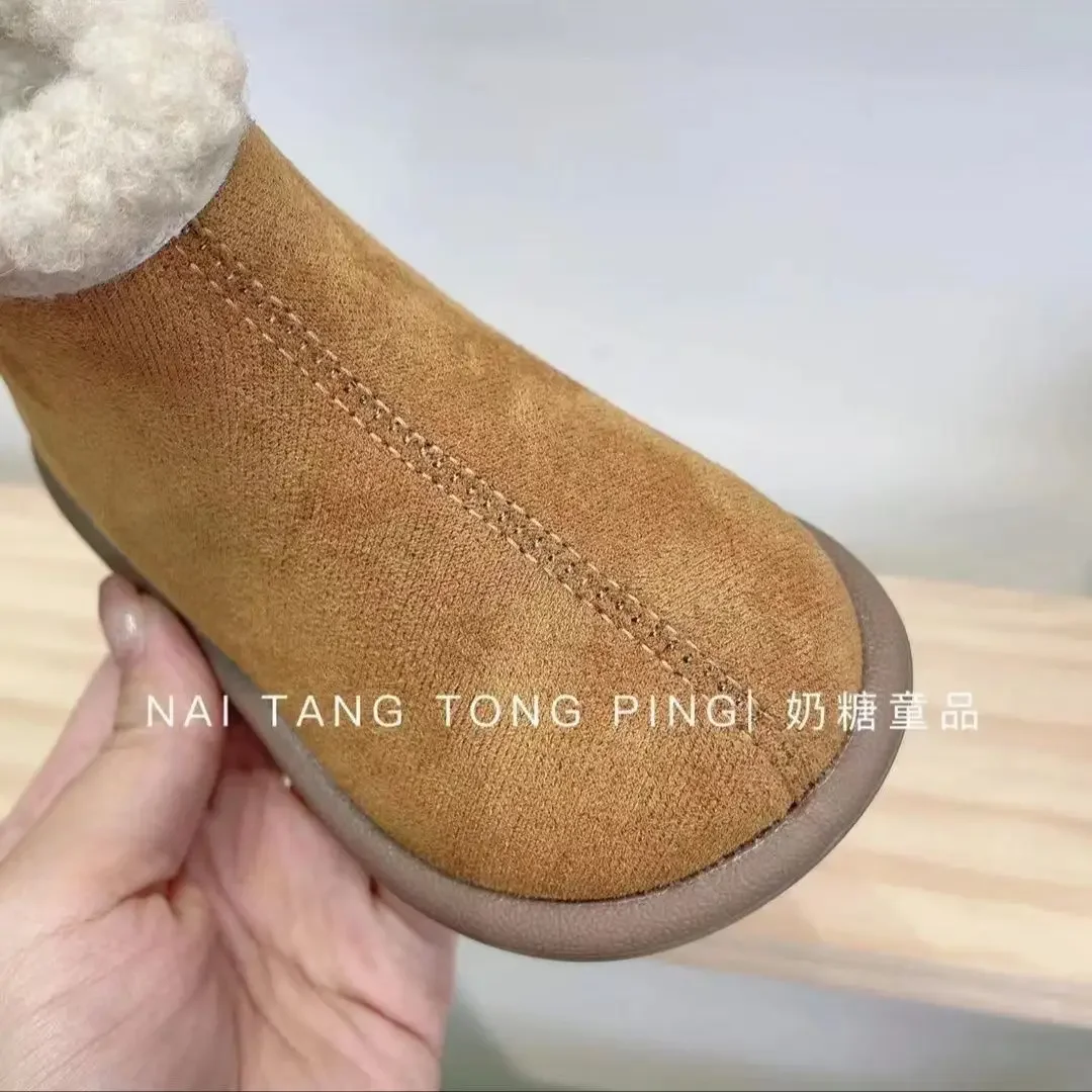 2024 موضة أحذية أطفال الشتاء أفخم الدافئة الاطفال الثلوج الأحذية طفل دافئ حذاء طفل لينة وحيد طفل رضيع الأحذية