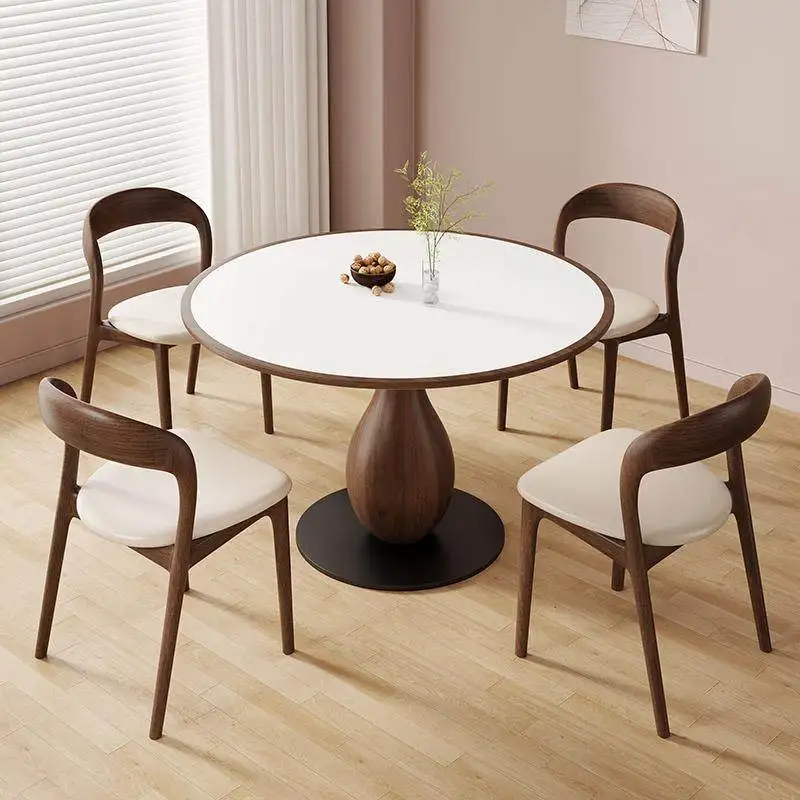 

Unique Modern White Dining Table 6 Person Design Wooden Nordic Round Dining Table Faux Marble Study Mesas De Jantar Furniture