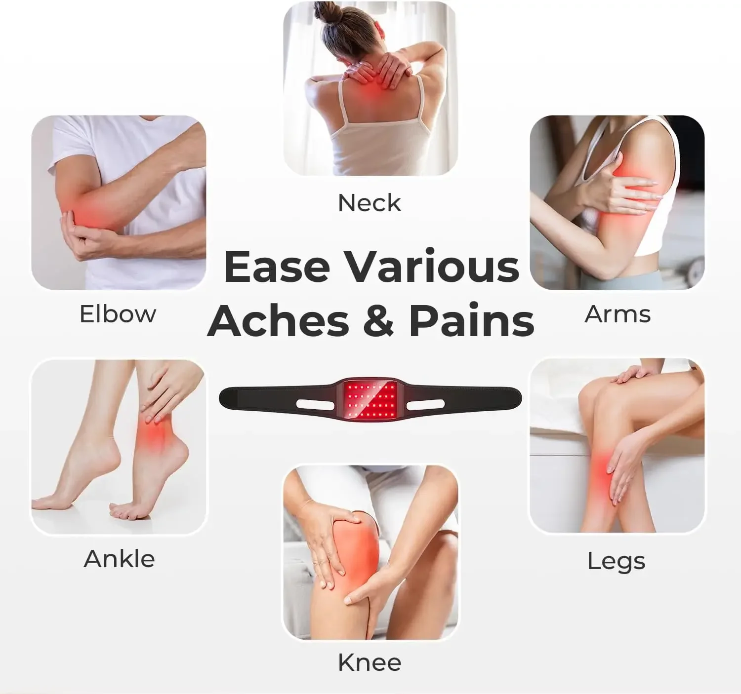 Wireless Multi Function Neck Hand Wrist Legs Wearable Chin Pain Relief Red&infrared Light Therapy Infrared Belt Factory Price
