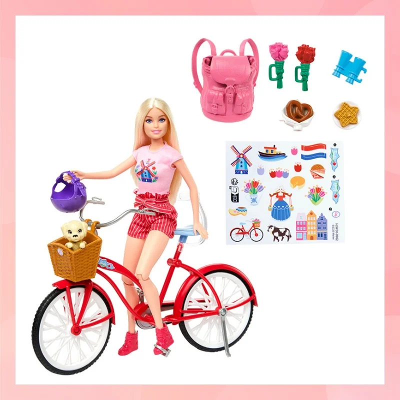 

New Sale Genuine Barbie Comfortable Afternoon Cycling Toy Set With Doll Children'S Toy High Quality Trendy Girl Birthday Gifts