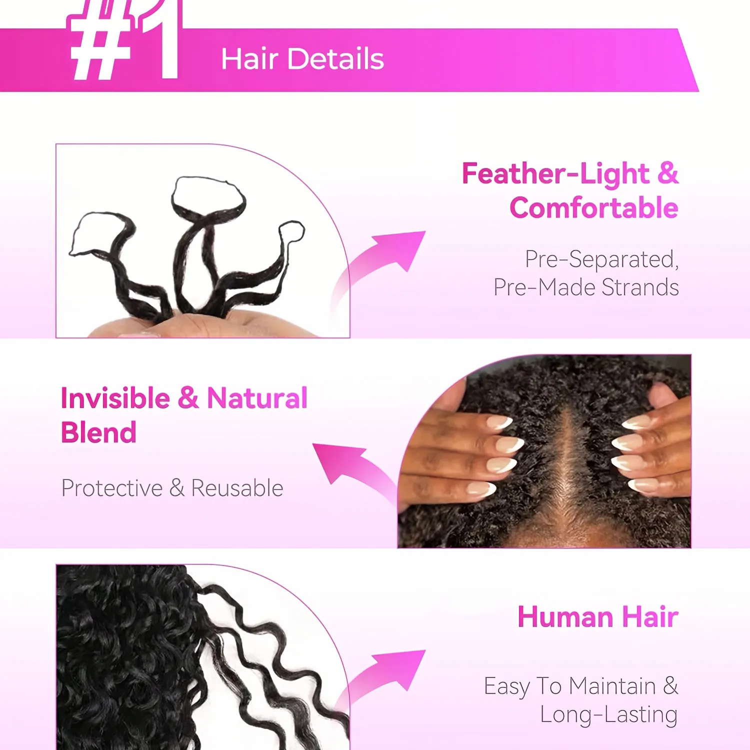 15A Virgin 100% Human Feather Crochet Black Burmese Curly 20 Inch Pre-Separated 50g/100g/120g Human Hair Extensions for Braiding