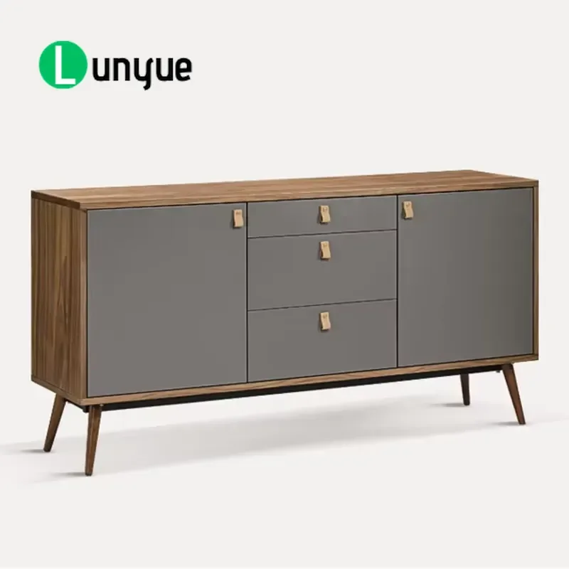 Modern Wooden Kitchen Side Cabinet with Painted Door and Solid Legs Storage Furniture for Home Dining Room Living Room