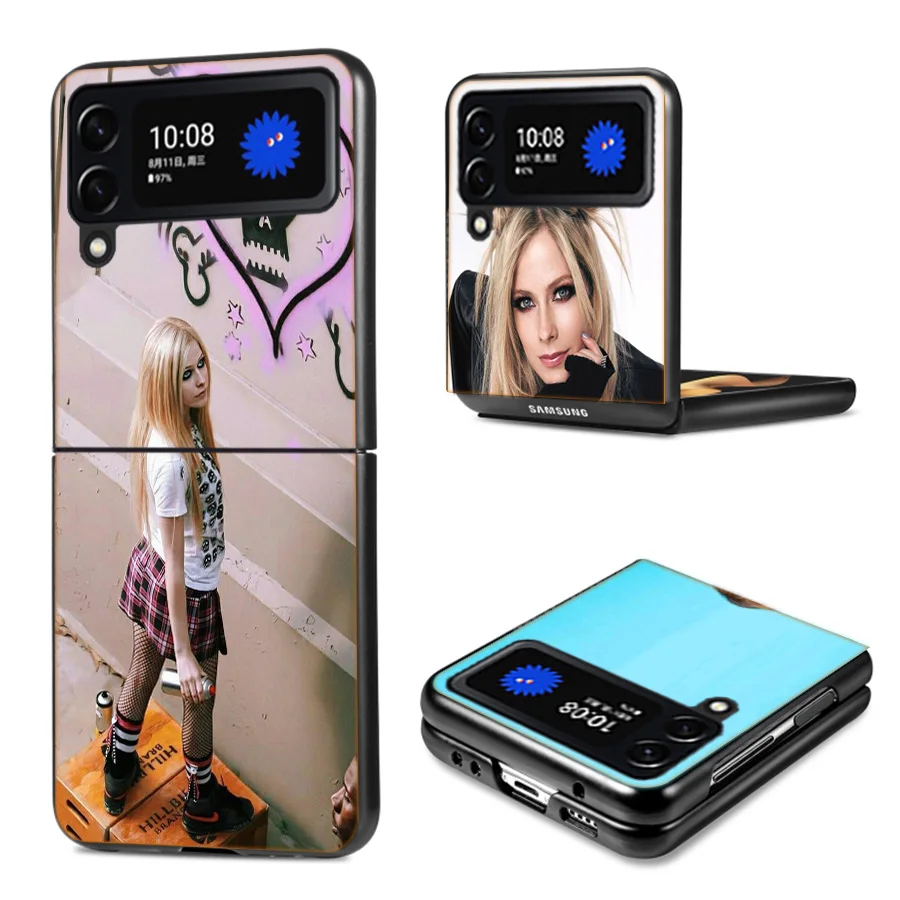 S-Singer A-Avril L-Lavigne Coque Case For Samsung Galaxy Z Flip 6 5G Flip4 Flip5 Zflip3 Black Hard PC Phone Shell Protective