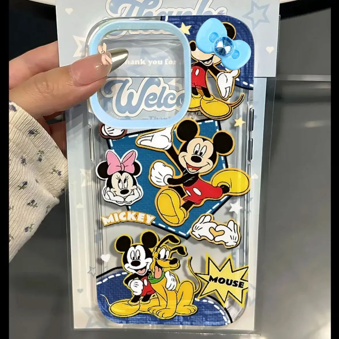 Disney Mickey Minnie Mouse Friends Bow Phone Case For iPhone 16 14 12 13 11 15 Pro Max XR XS MAX 7 8 Plus Y2K Cute Happy Cover