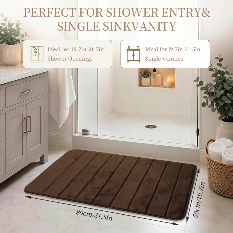1Pc Geometric Pattern Horizontal Stripe Embossed Ultra-Soft Absorbent Floor Mat 25D Thickened. Non-Slip. Machine Washable Luxurious Memory Foam. Bathroom Mat. Quick-Drying. Thickened. Bathroom Carpet. Soft and Comfortable Home Decor. Living Room. Kitchen. Laundry Room. Bedroom. Indoor Use.