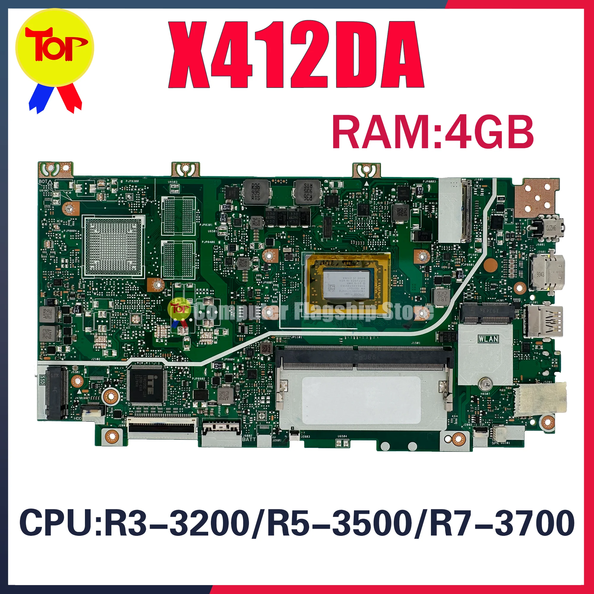 

Материнская плата KEFU X412DK для ASUS X412DA A412D F412D X412D, материнская плата для ноутбука R3-3200U R5-3500U R7-3700U UMA/V2G 4 ГБ ОЗУ, 100% тест