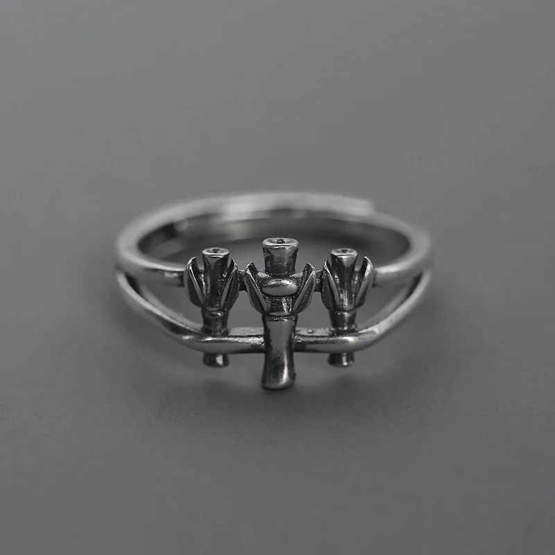 

VENTFILLE 925 Sterling Silve Cross Leaf Black Ring for Women Girl Gift Double Layer Make Old Vintage Jewelry Dropshipping