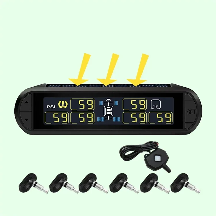 Universal 6 Sensor Digital Tire Air Pressure Monitoring Gauges Machines Truck Rv Trailer Tpms Sensors For Ford Teslas BMW