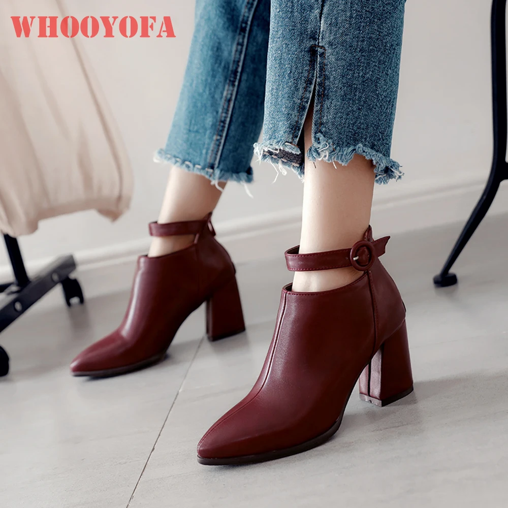

New Winter Breathable Wine Red Beige Women Ankle Booties Pointed Toe Hig Heels Lady Party Shoes Plus Small Big Size 12 32 44 47