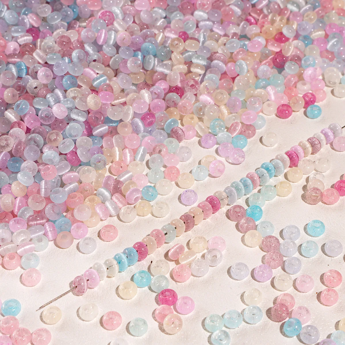 540Pcs 4x2mm Premium Colorful Glass Cat Eye Rice Beads Loose Spacer Beads for DIY Jewelry Bracelet Necklace Earrings Making