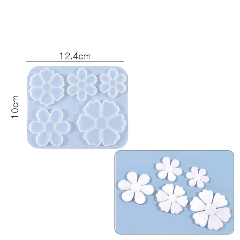 Cherry Blossom Five Petals Listing Pendant Silicone Mold UV Resin Epoxy Casting Chocolate Home Decoration Jewelry Making Tools