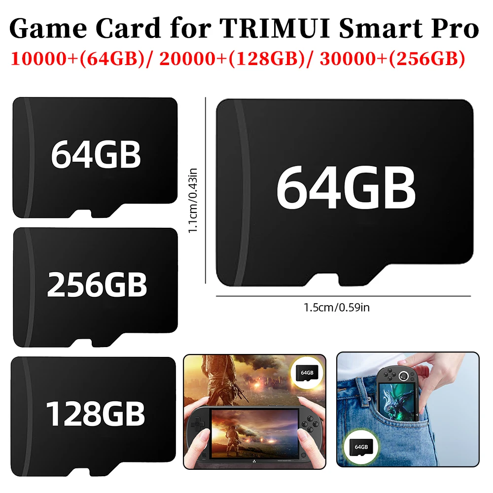 For TRIMUI Smart Pro Handheld Game Console Game Storage Card 64/128/256GB Game Memory Cards Built-in 10000+/20000+/30000+ Games