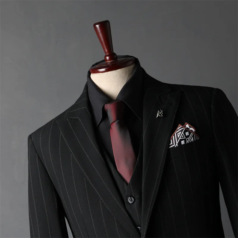 (2) Custom-made Striped Suits for Men, Full Set of Groom Suits