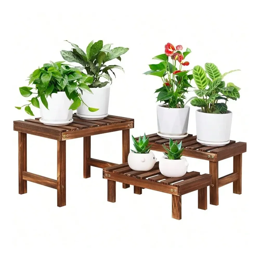 

Многоярусные подставки для небольших растений, полки для дома и улицы, деревянные подставки для цветочных горшков, отдельно стоящие угловые стеллажи-лестницы для растений