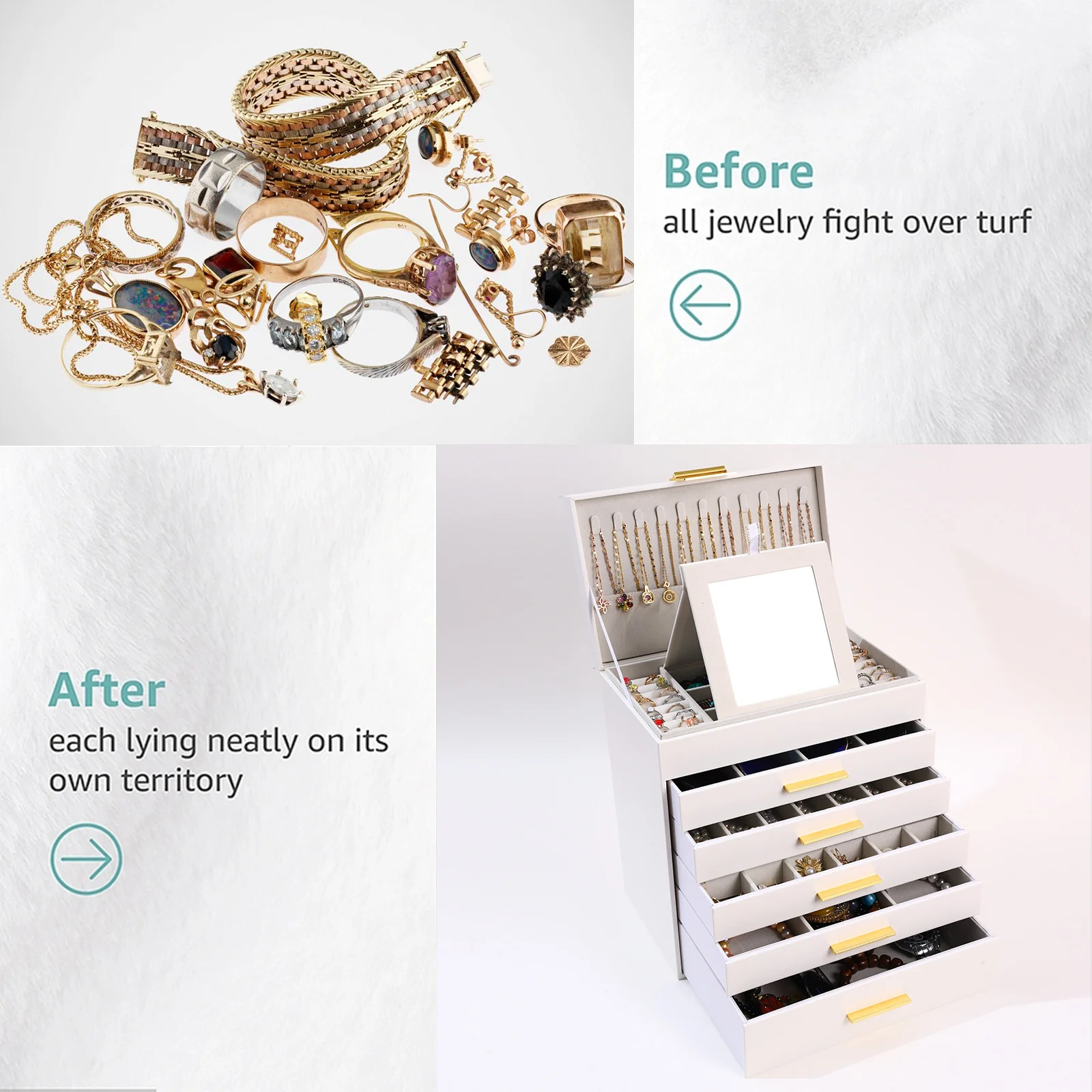 Elegant Jewelry Box Leather Organizer Display Stand Storage Holder For Rings Bracelets Necklaces Showcase For Case Gift