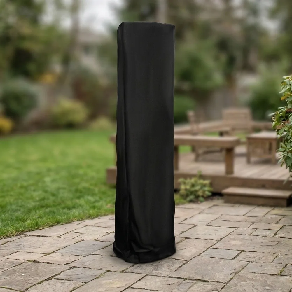 For Pyramid Type Vertical Heater Cover 87x21x24in for Outdoor Patio Use 210D Polyester Black Weather Resistant