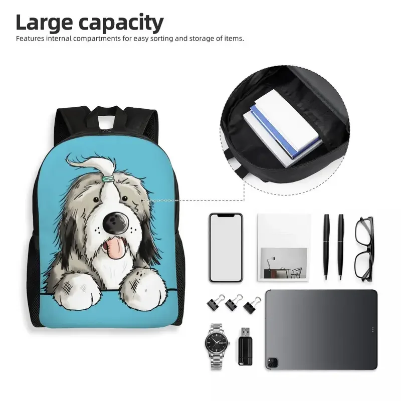 Happy Bearded Collie Dog Laptop Backpack Women Men Fashion Bookbag for College School Student Pet Animal Bags