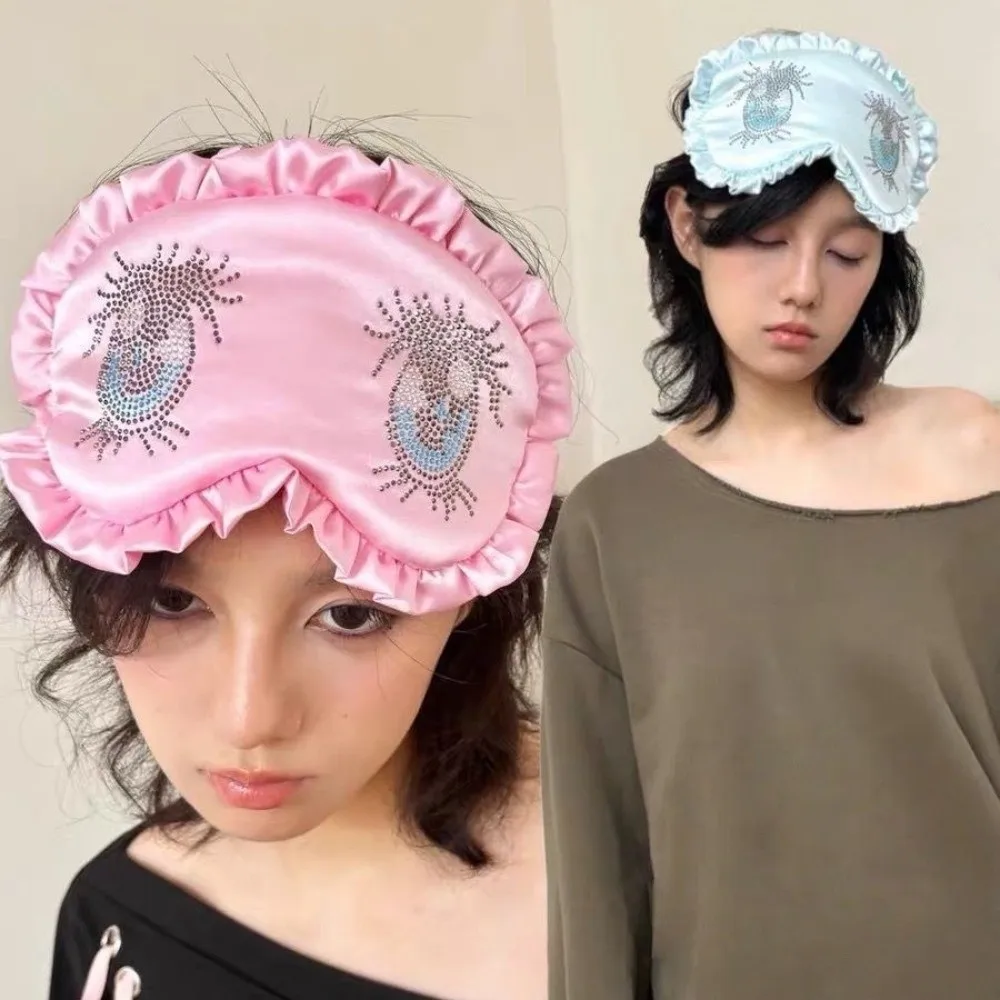 Kawaii Stretchy Rhinestone Large Eyes Mask Cartoon Eyes Harajuku Sleep Eye Mask Sweet Block Light Headband Girls