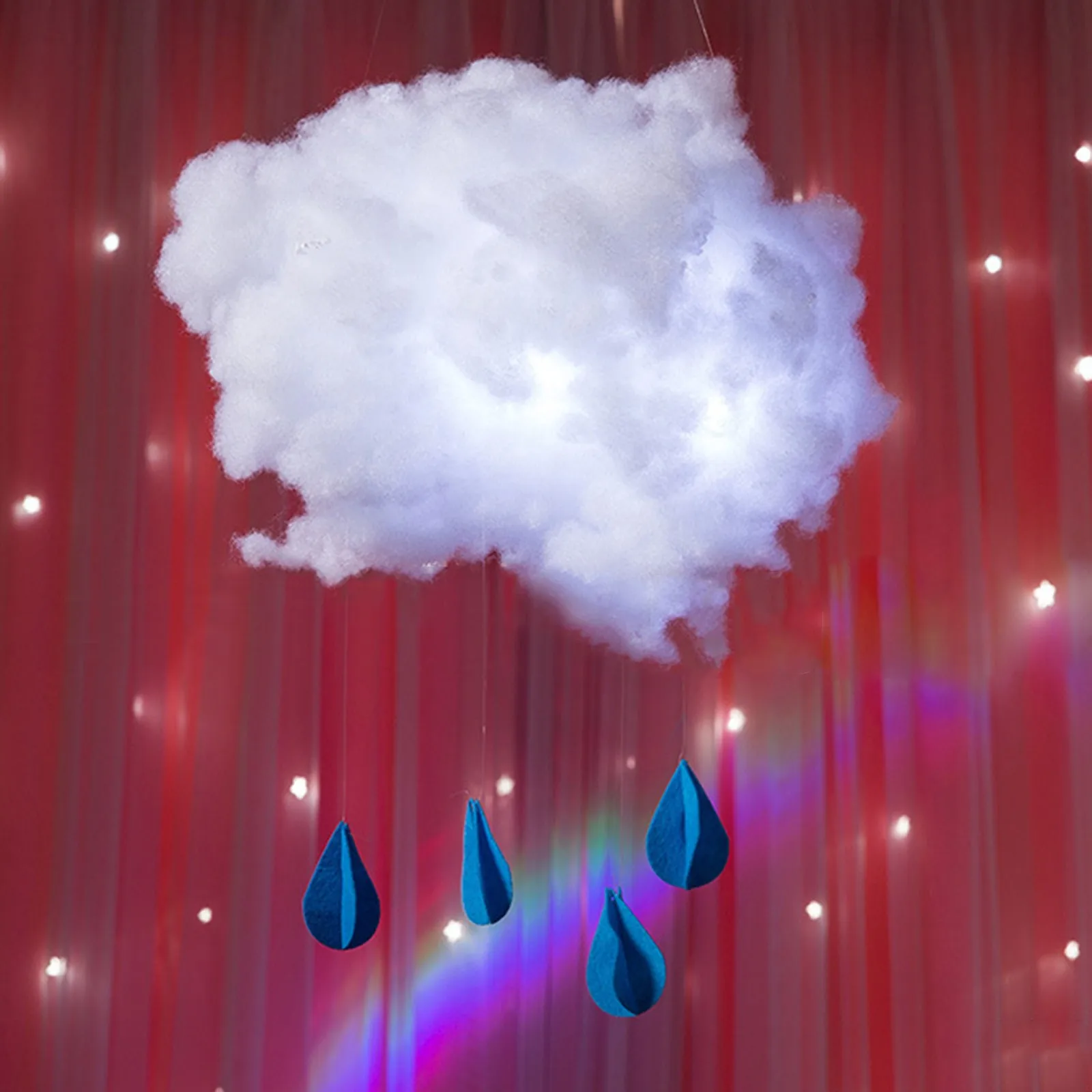 DIY Led Light Night Lamp Handmade Cotton Clouds Lights Hanging For Birthday Gift Home Bedroom Indoor Lighting Decorations