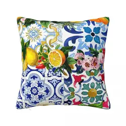 Sicilian Tiles,mediterranean,mosaic,lemons Pillowcase Pillows Cover Cushion Comfort Throw Pillow Sofa Decorative Cushions Used