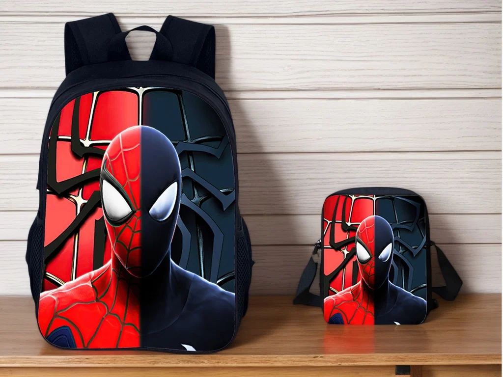 

Student Spider Man Graphic Backpack+Lightweight Side Bag 2 Pcs Set,2 in 1 Schoolbag for Kid Boy Girl
