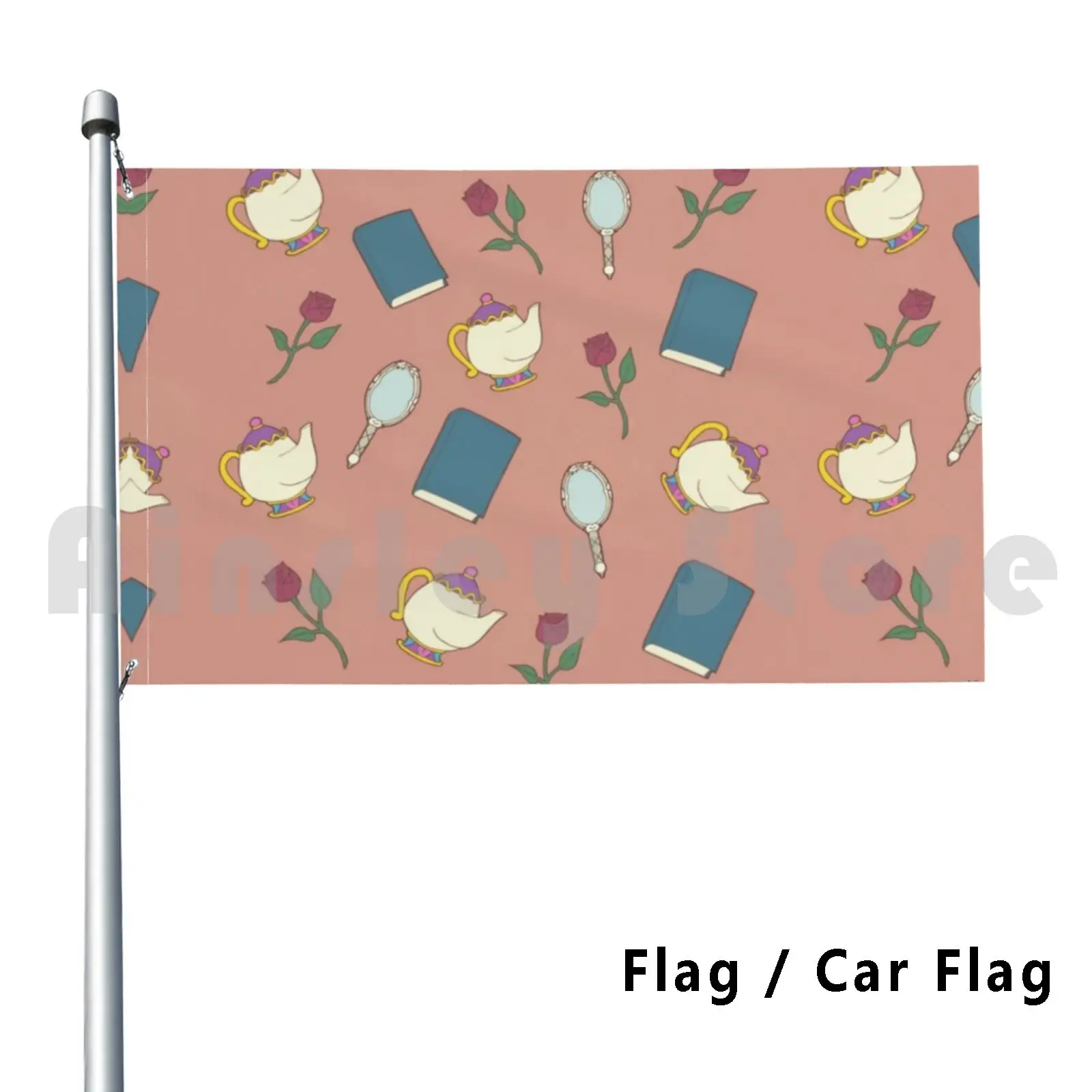 Belleza bandera encantada bandera del coche divertido Fanart belleza Bella bestia Príncipe Adam princesa señora Potts taza de té