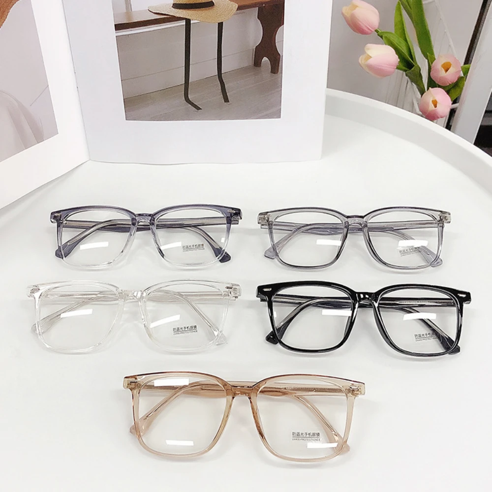 Personalized TR90 Transparent Frame Anti Blue Light Flat Mirror for Women Plain Color Insert for Myopia Optical Glasses Frames