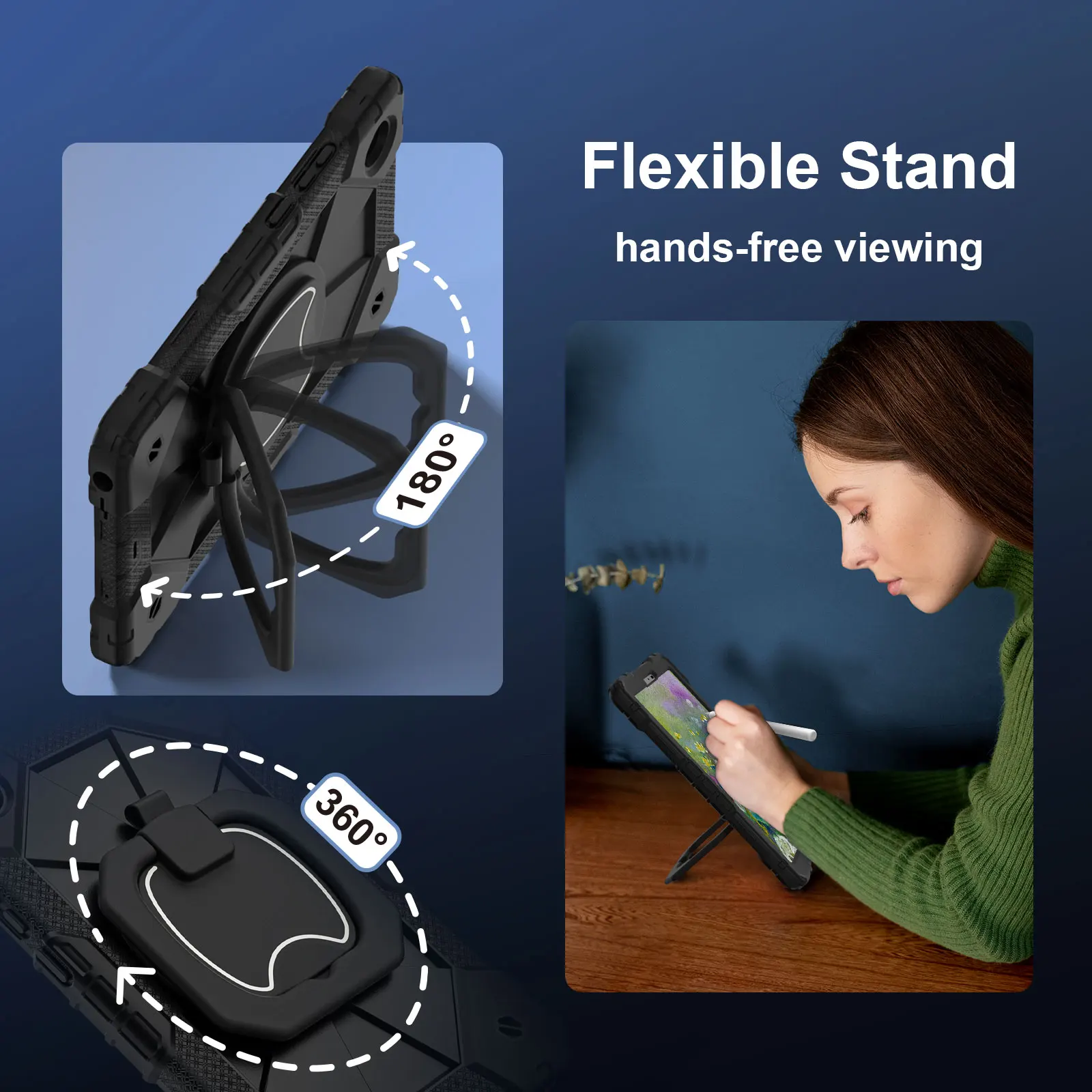 

Rugged Case For Lenovo Tab One K9 2025 8.7 inch Model TB305FU 360 Rotating Handle Grip Stand Hybrid Cover With Shoulder Strap