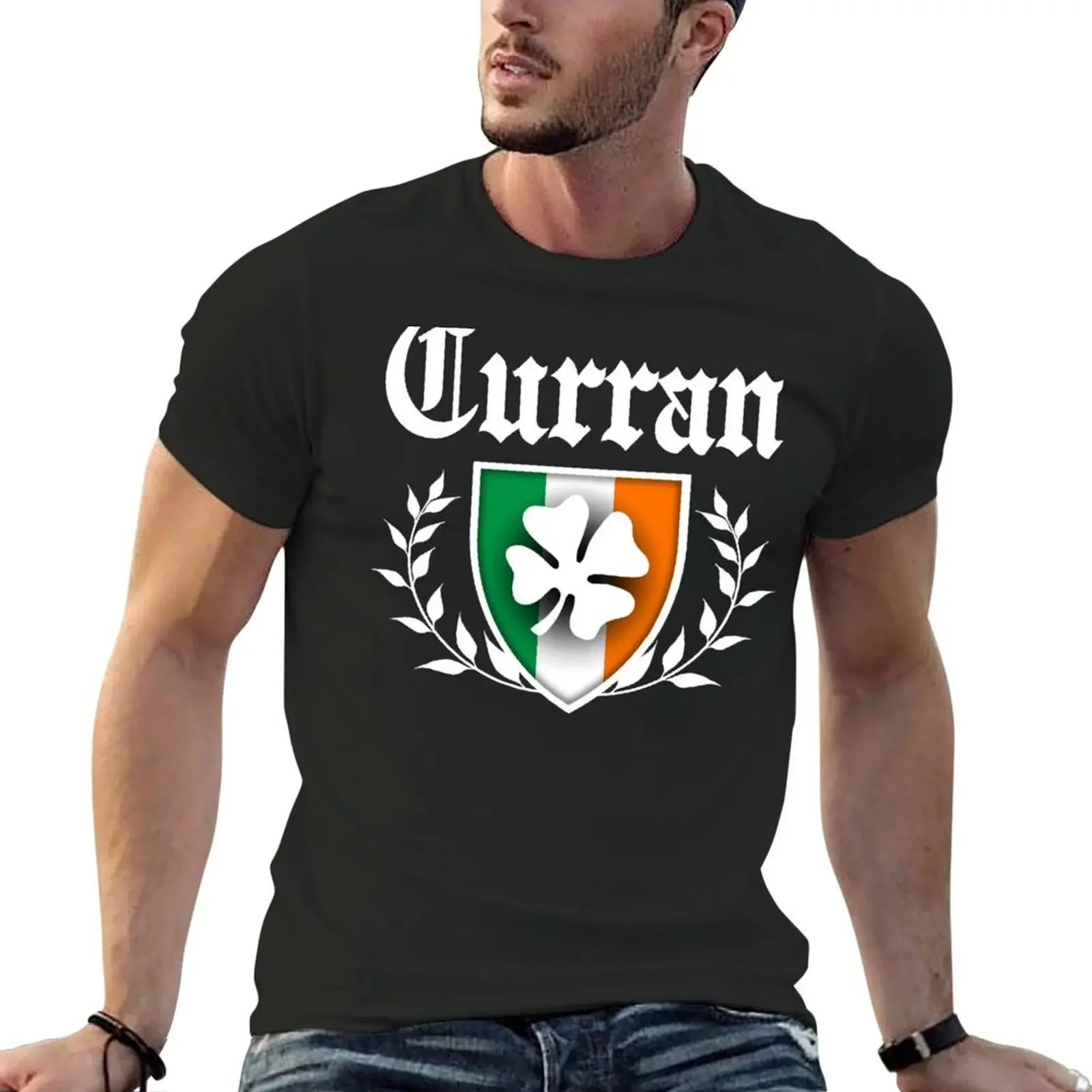 Curran Family Shamrock Crest T-Shirt quick-drying boys whites vintage anime shirt heavyweights mens t shirts top quality