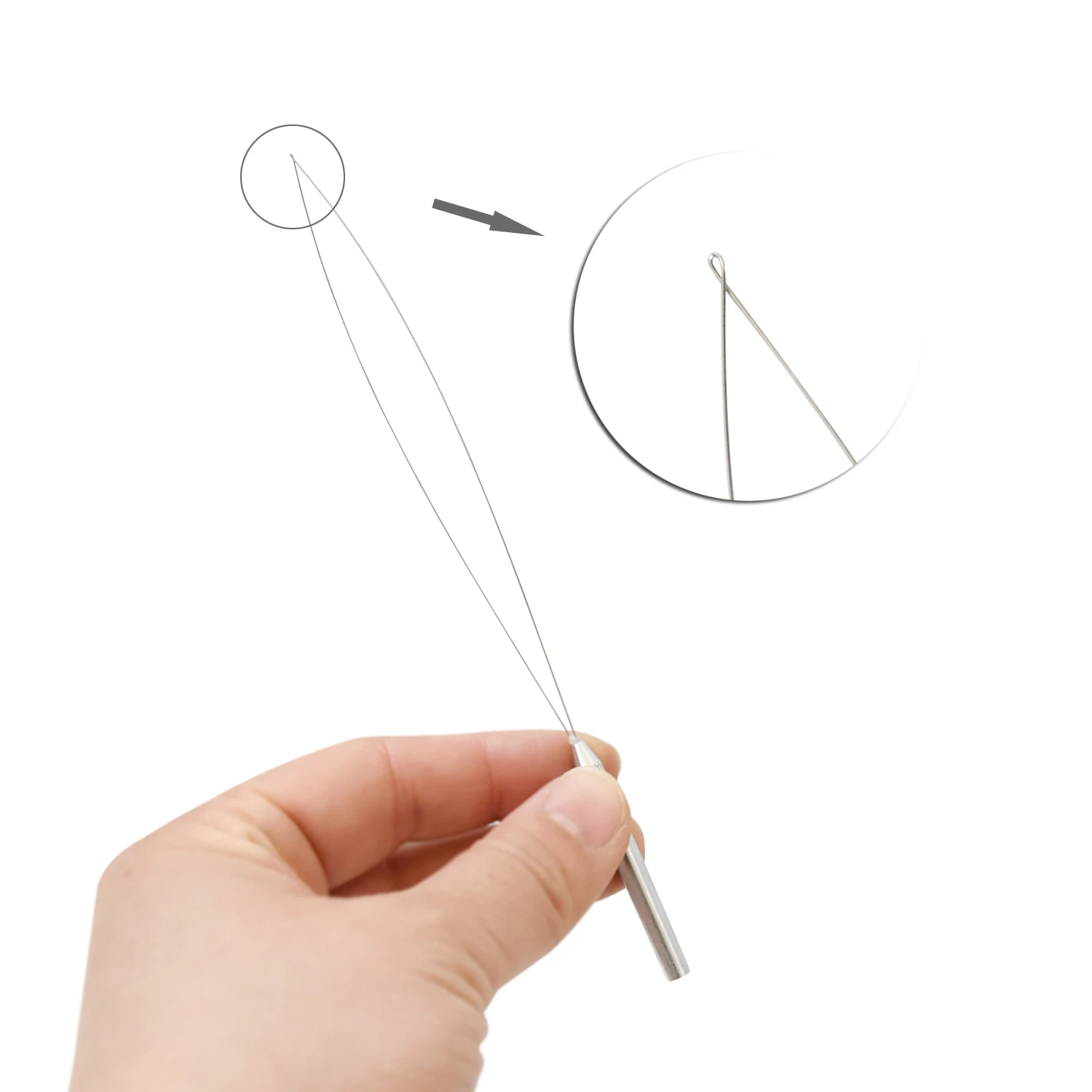 Aluminum Handle Loop Needles Pulling Hook Tool for Hair Extension Needle Threader Loop Tool for Silicone Microlink Beads