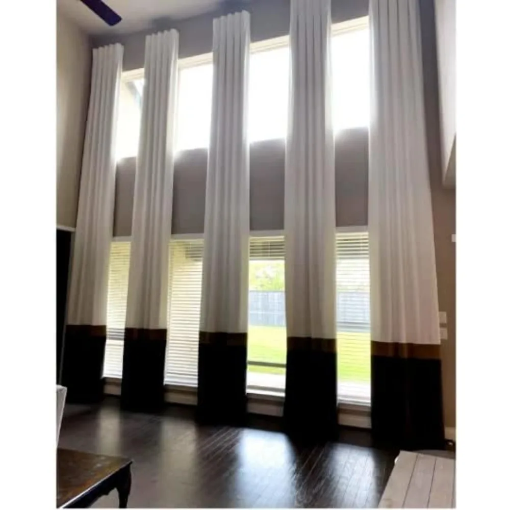 Gorden Beludru Ekstra Panjang, 3 Blok Warna, Panjang 8-25 Kaki, 1 Panel, Atas Grommet, Lebar 50-200 Inci, 100W x 216L, Tahan Lama dan