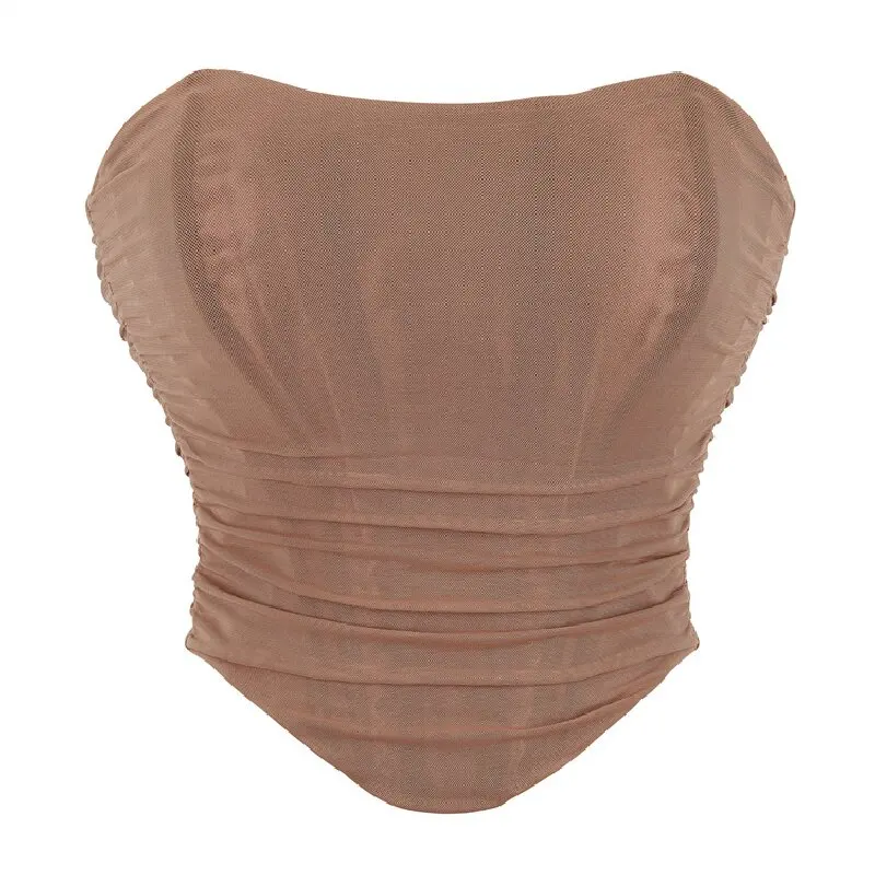 Pink Brown White Black Korset Breathable Mesh Short Torso Waist Trainer Corset Bustier Crop Tank Top Corselet