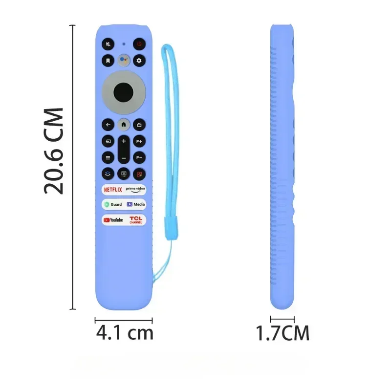 Silicone Remote Control Cover Case with Lanyard Anti Slip Television Remote Cover All Inclusive for TCL RC902V FMR1 Voice Remote