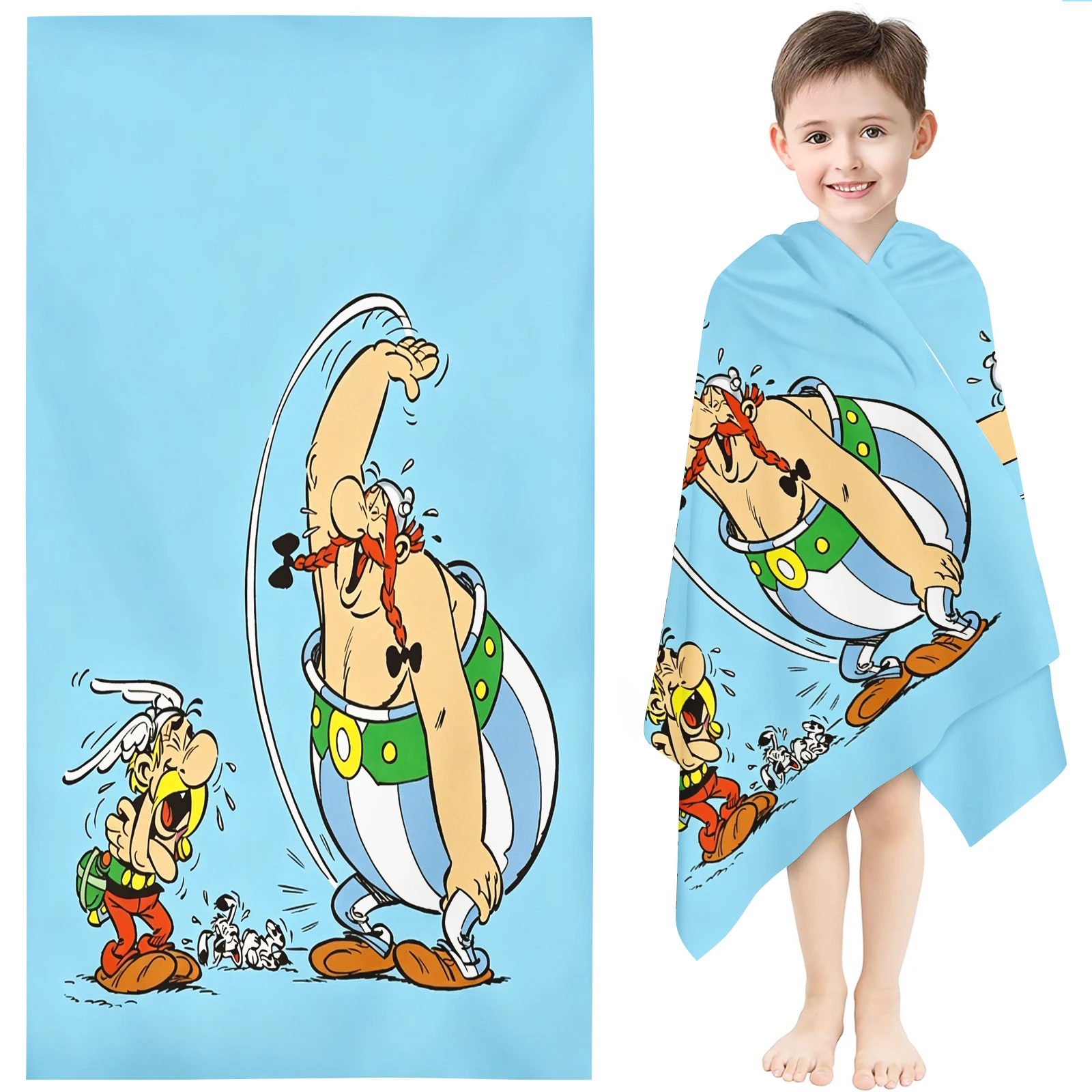 Asterix The Gaul Beach Towel Kids Cartoon Obelix Idefix Print Microfiber Quick Dry Bath Towel For Swimming Camping Travel - view 6