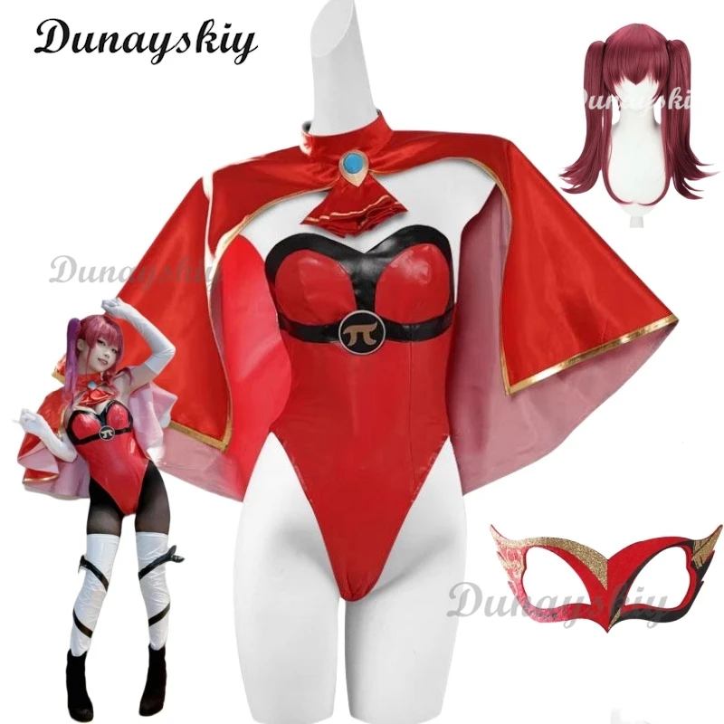 Houshou Marine Cosplay Costume Wig How About Paipai Mask Bodysuit Hololive Holo Vtuber Full Set Wig Halloween Customized