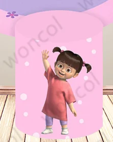 Monsters, Inc. Boo Door خلفية مستديرة للفتيات خلفية عيد ميلاد Monsters، Inc. مايك Wazowski James P. Sullivan Boo غطاء اسطوانة