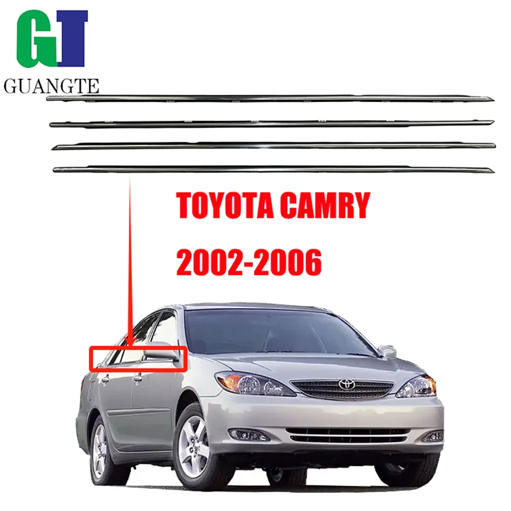 

4PCS Chrome FOR Camry 2002-2006 OEM 7571033080 7572033080 7574033080 Car Weatherstrip Window Molding Trim Glass Seal Belt