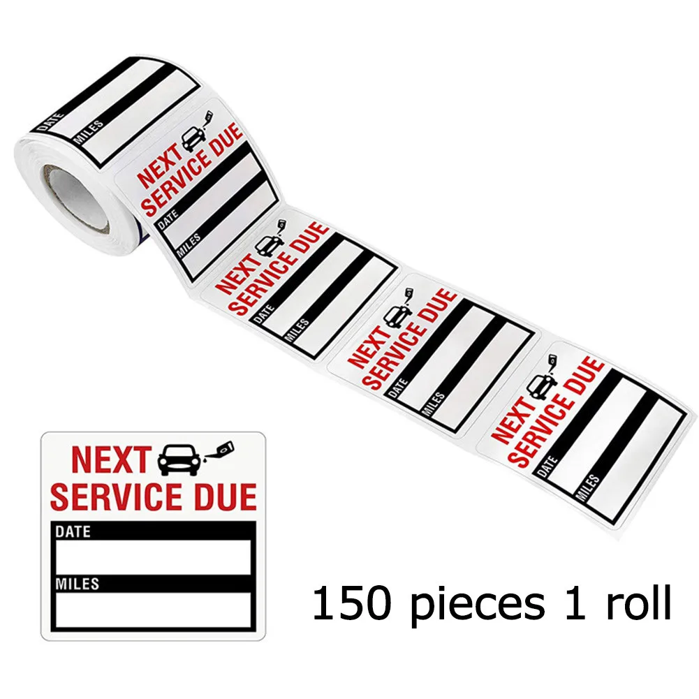 150Pcs/roll Oil Change Maintenance Service Reminder Stickers Window Sticker PET Adhesive Labels Car Sticker Exterior Accessories