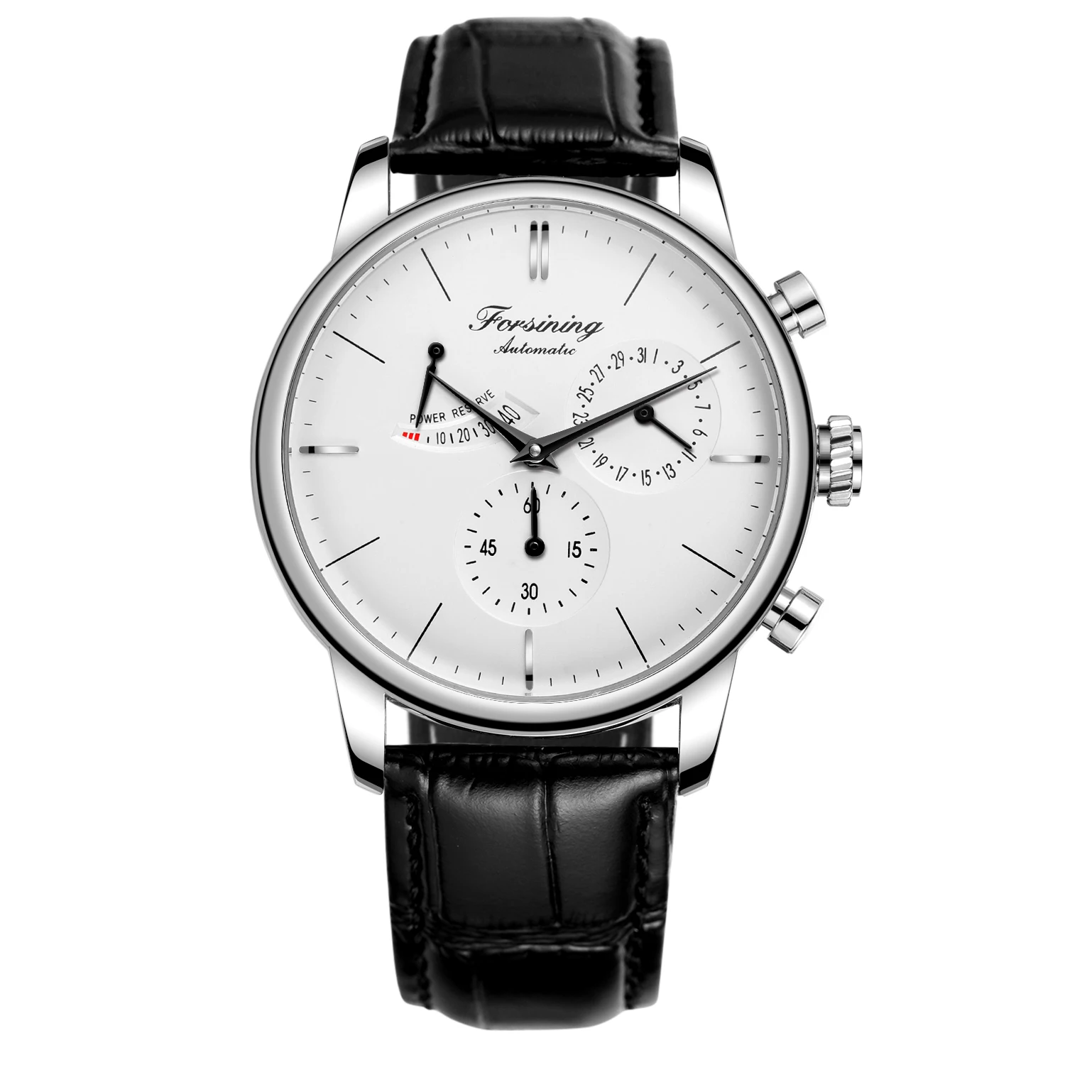 Forsining Originality Devise Power Reservce Mens Leather Strap Mechanical Wirstwatch Top Brand Luxury Fashion Automatic Watches