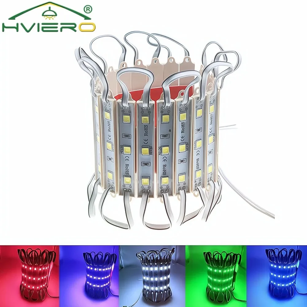 20Pcs LED Module Lights Box 5050 Patch Waterproof IP65 DC 12V White Warm RGB Decoration Logo Super Backlight Advertising Signs