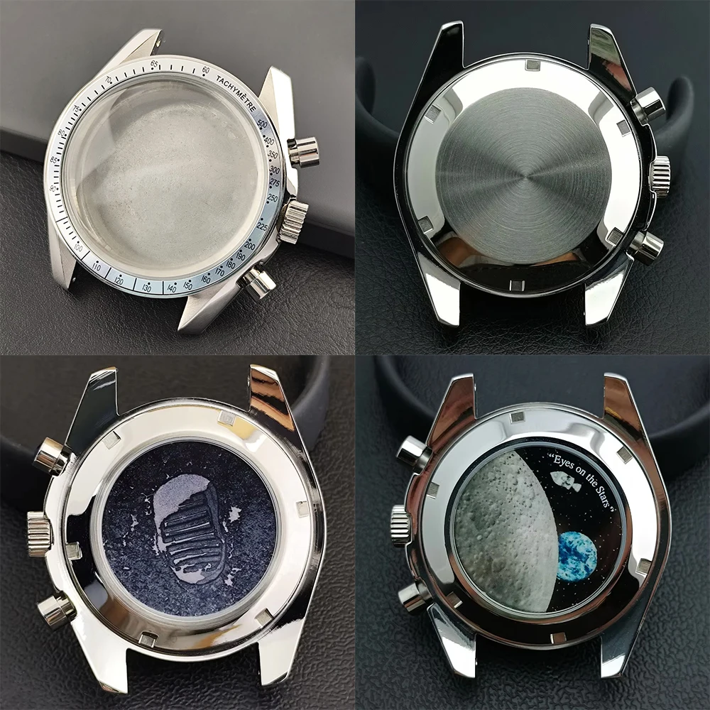 New 39.7mm Watch Stainless Steel Moon Back Cover Case FIT VK63 Movement Case Watch Accessories Suitable for 20mm Strap Watch Box