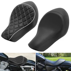 Motorcycle Solo Seat Cushion Low-Pro Front Driver PU Leather Black For Harley Sportster XL 1200 883 48 72 Custom 2004-2015